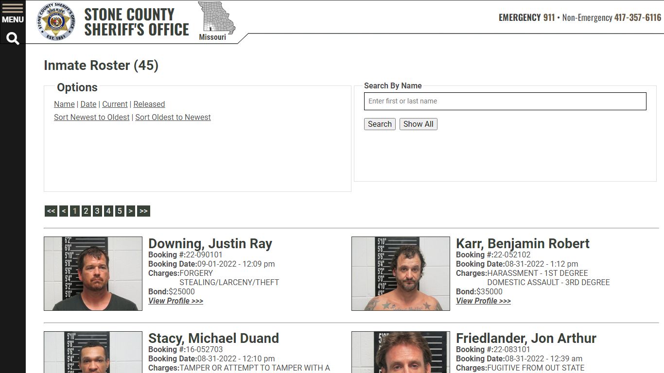 Inmate Roster - Current Inmates Booking Date Descending - Stone County ...